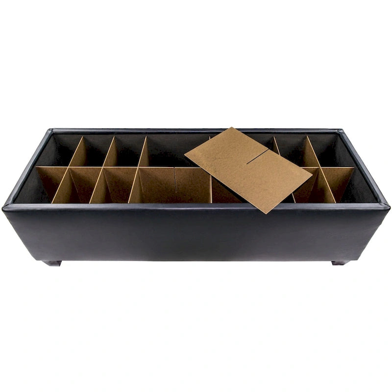 Banc de rangement ottoman en similicuir gris, style Mid-Century Modern