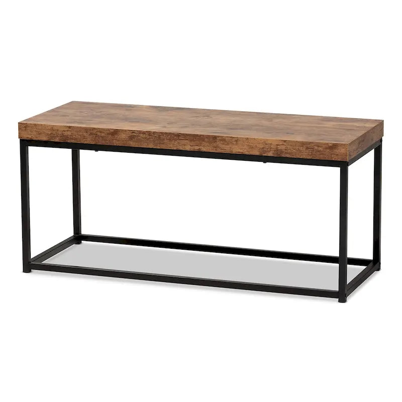 Banc d'appoint Bardot moderne industriel en bois et métal – Noyer brun
