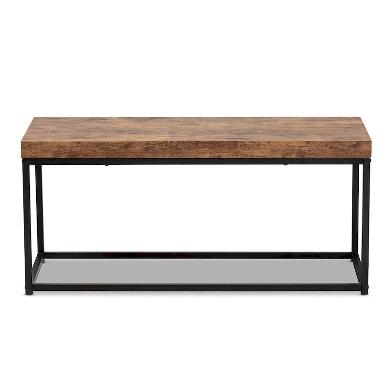 Banc d'appoint Bardot moderne industriel en bois et métal – Noyer brun