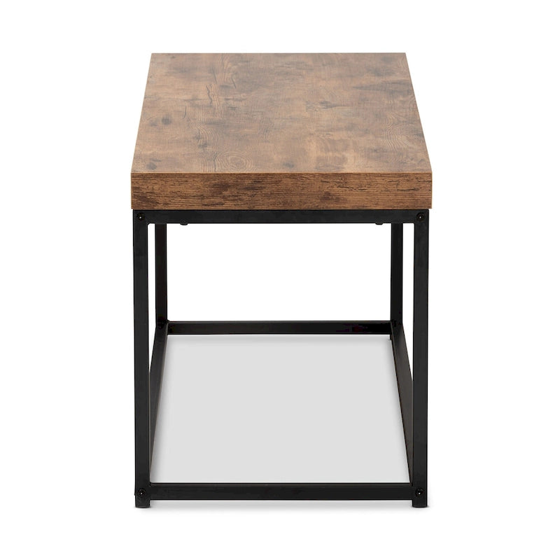 Banc d'appoint Bardot moderne industriel en bois et métal – Noyer brun