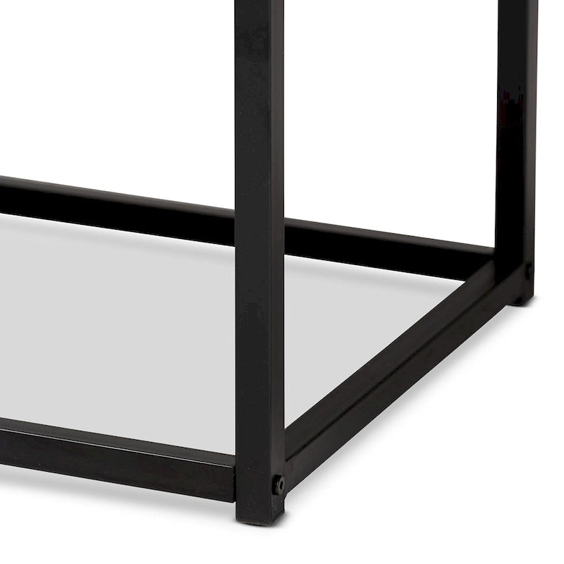 Banc d'appoint Bardot moderne industriel en bois et métal – Noyer brun