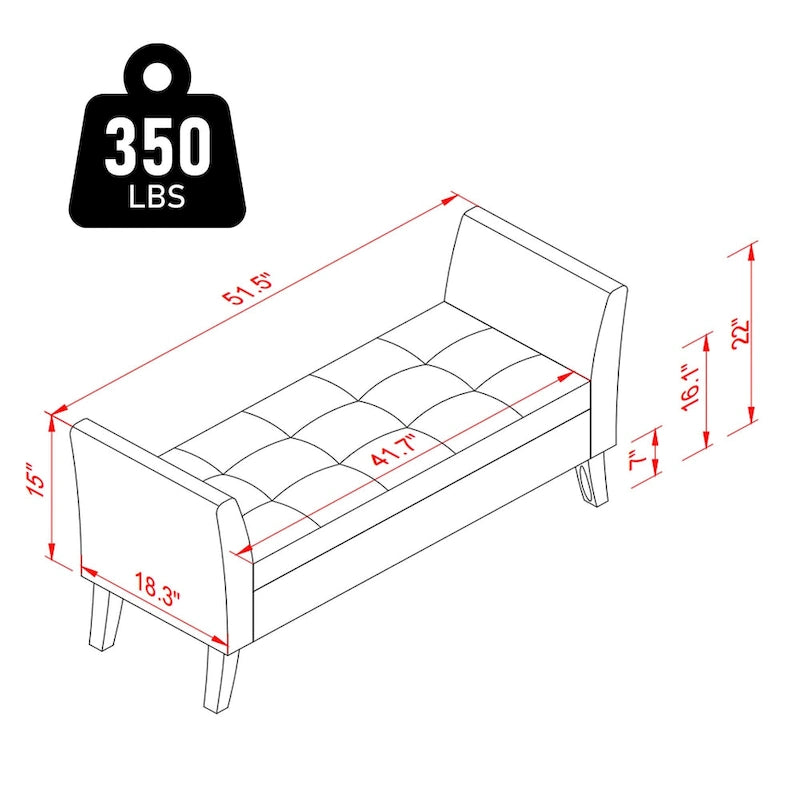 Banc de rangement armé Aukfa pour chambre à coucher, entrée, salon