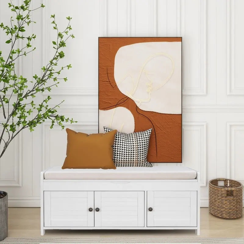 Banc de rangement à chaussures en bois avec coussin, banquette d'entrée avec étagère ajustable intégrée et plateau rabattable