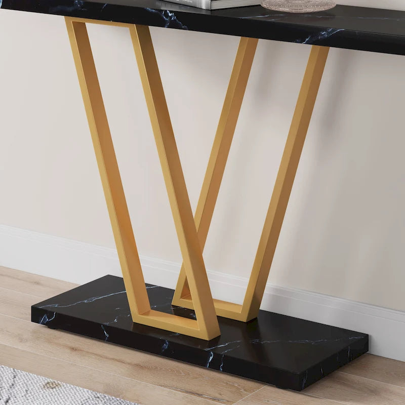 43.3Console, Table d'entrée, Étagère de présentation industrielle pour couloir, entrée, canapé, salon, cuisine, foyer