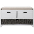 Banc de rangement avec panier amovible et 2 tiroirs, coussin amovible