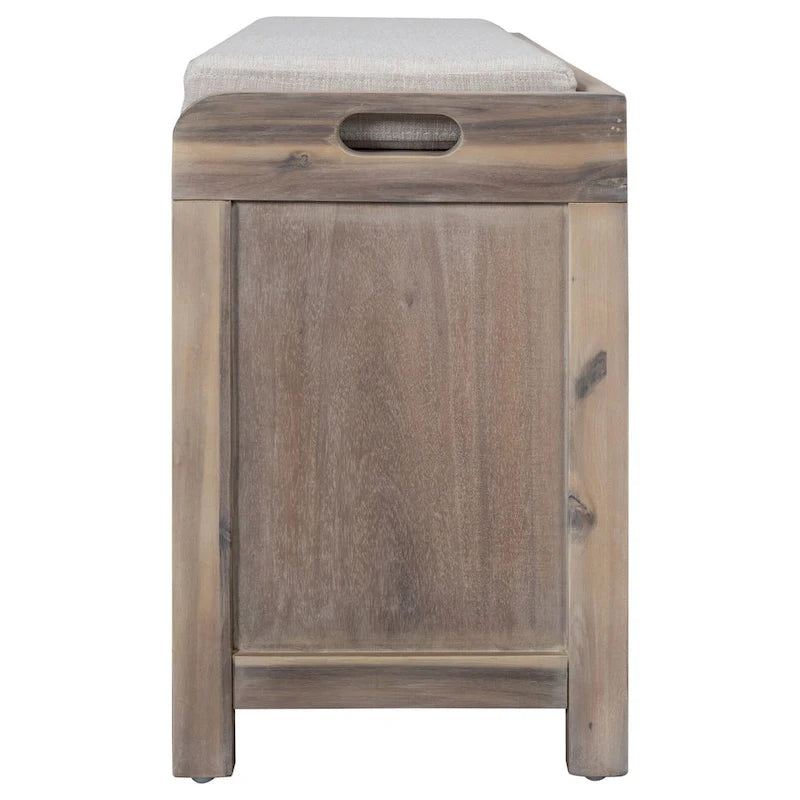 Banc de rangement avec panier amovible et 2 tiroirs, coussin amovible