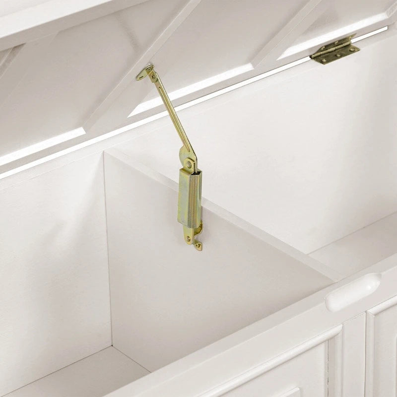 Banc de rangement multifonctionnel en bois massif, style rustique, pour entrée, 42 po