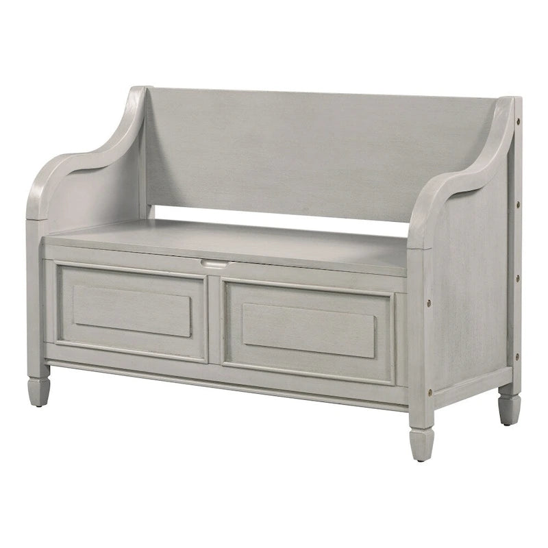 Banc de rangement multifonctionnel en bois massif, style rustique, pour entrée, 42 po
