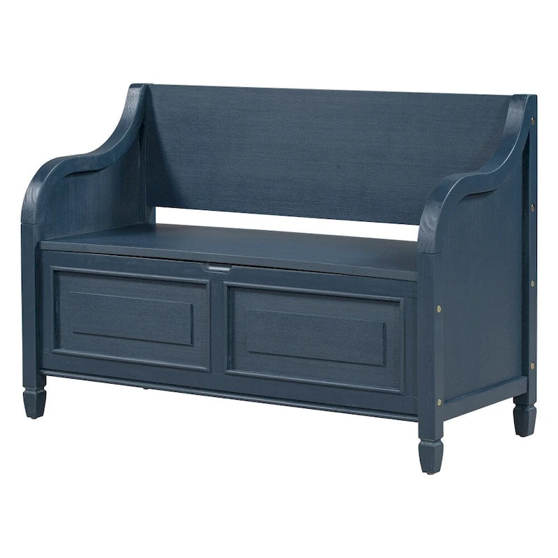 Banc de rangement multifonctionnel en bois massif, style rustique, pour entrée, 42 po