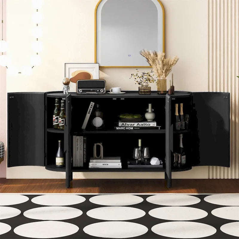 Buffet Merax de luxe léger à design incurvé avec étagères réglables