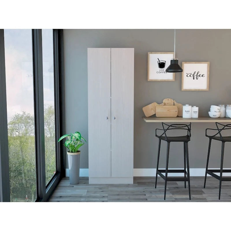 Meuble de rangement Virginia FM Furniture à deux portes, cinq étagères
