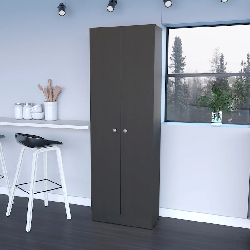 Meuble de rangement Virginia FM Furniture à deux portes, cinq étagères