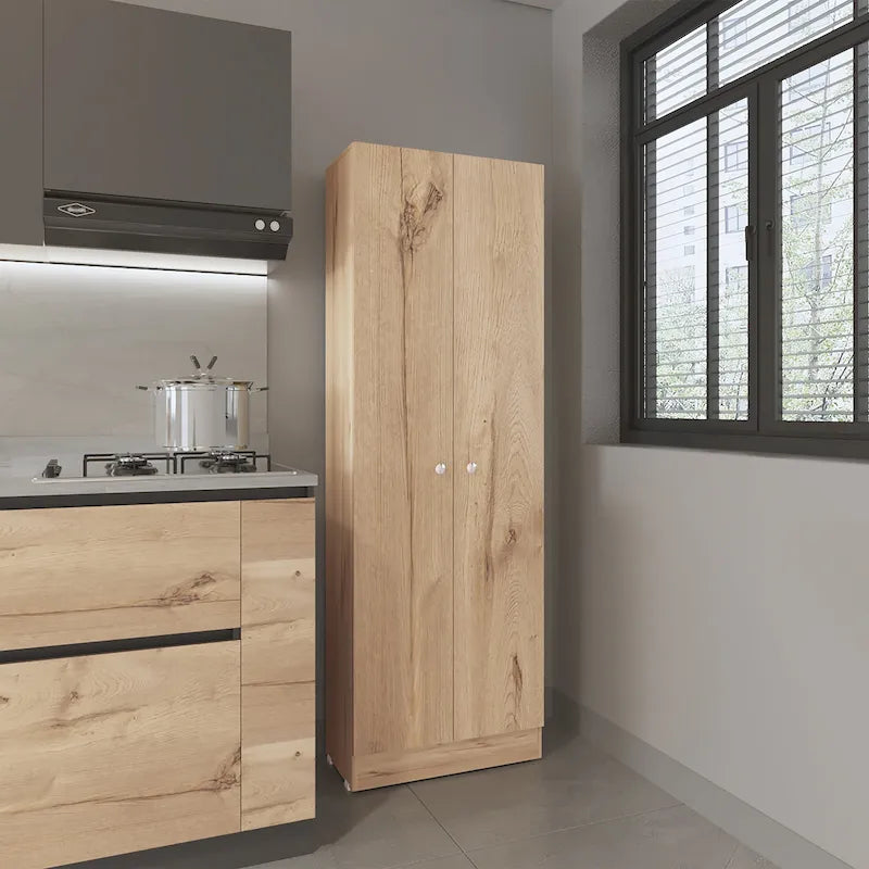 Meuble de rangement Virginia FM Furniture à deux portes, cinq étagères