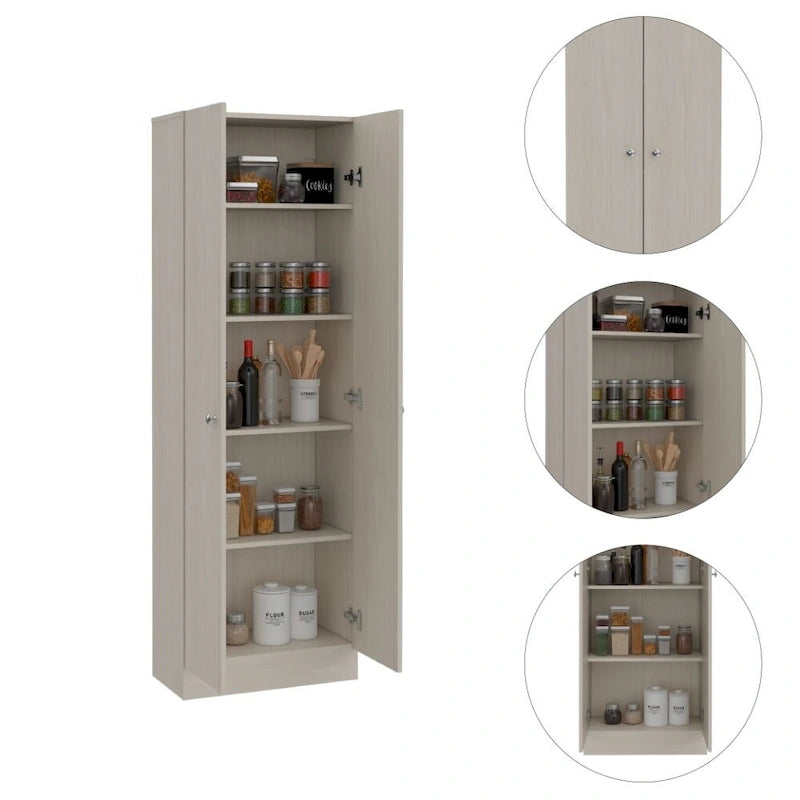 Meuble de rangement Virginia FM Furniture à deux portes, cinq étagères