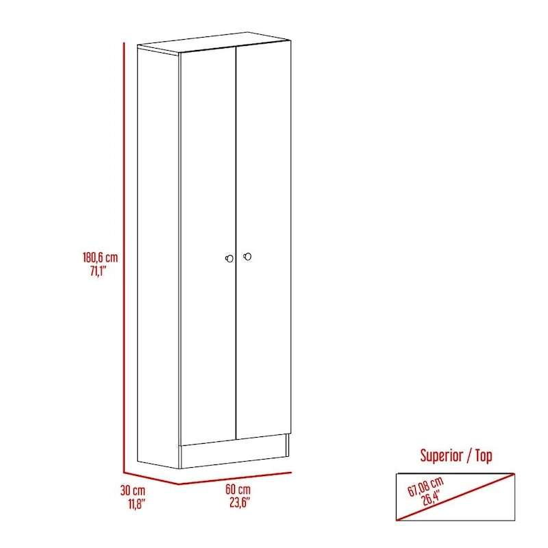 Meuble de rangement Virginia FM Furniture à deux portes, cinq étagères