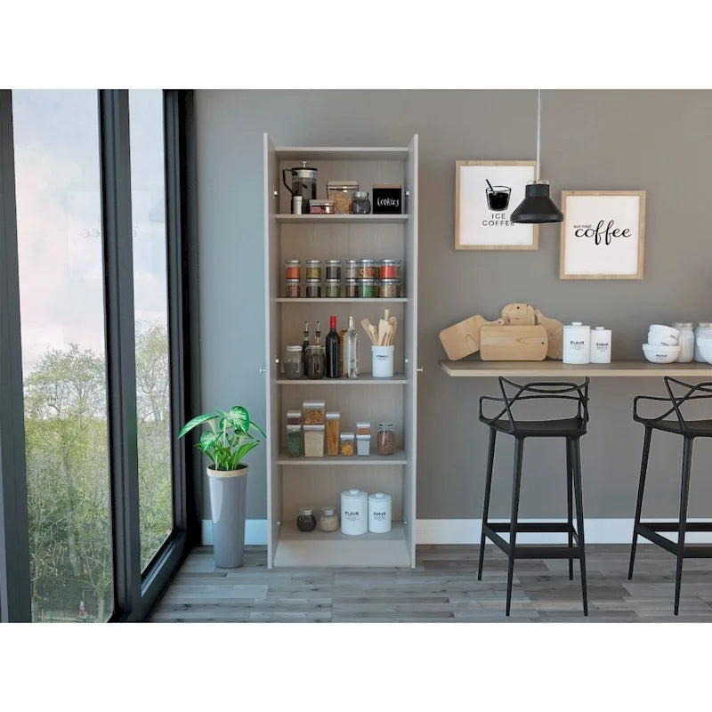 Meuble de rangement Virginia FM Furniture à deux portes, cinq étagères