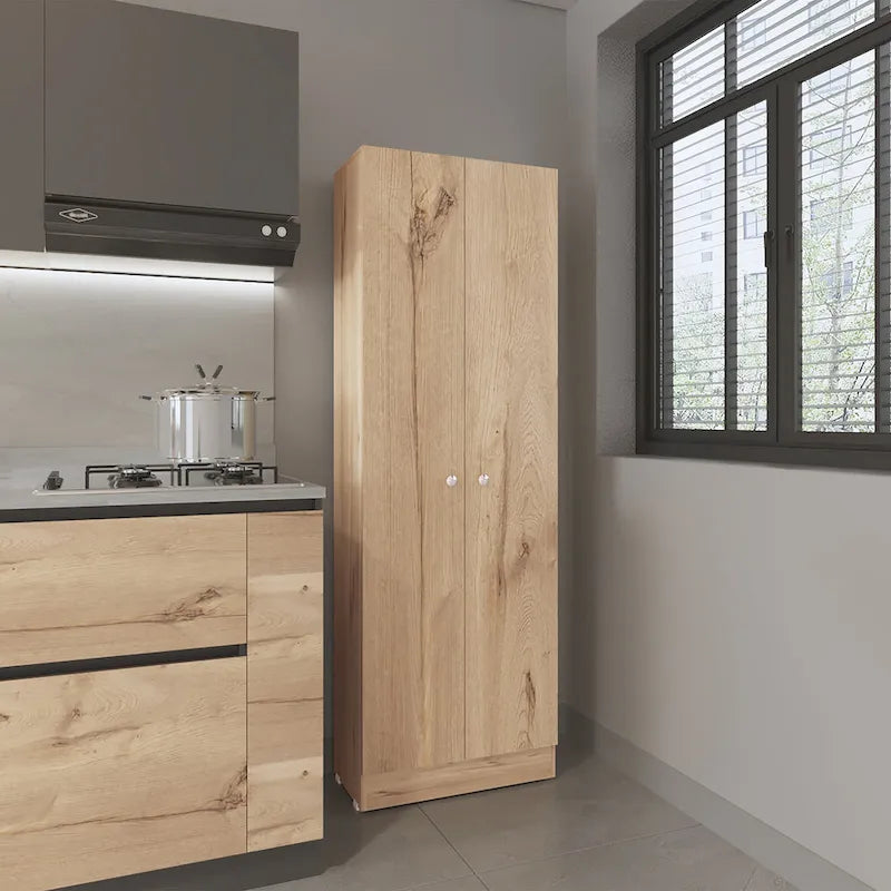 Meuble de rangement Virginia FM Furniture à deux portes, cinq étagères