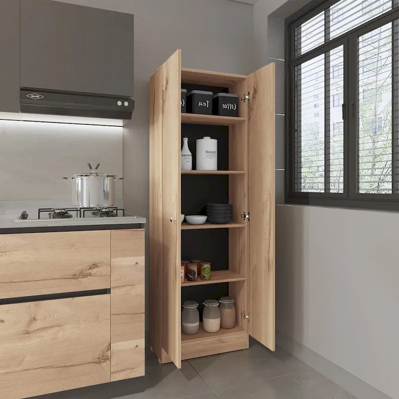 Meuble de rangement Virginia FM Furniture à deux portes, cinq étagères