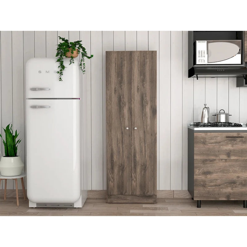 Meuble de rangement Virginia FM Furniture à deux portes, cinq étagères