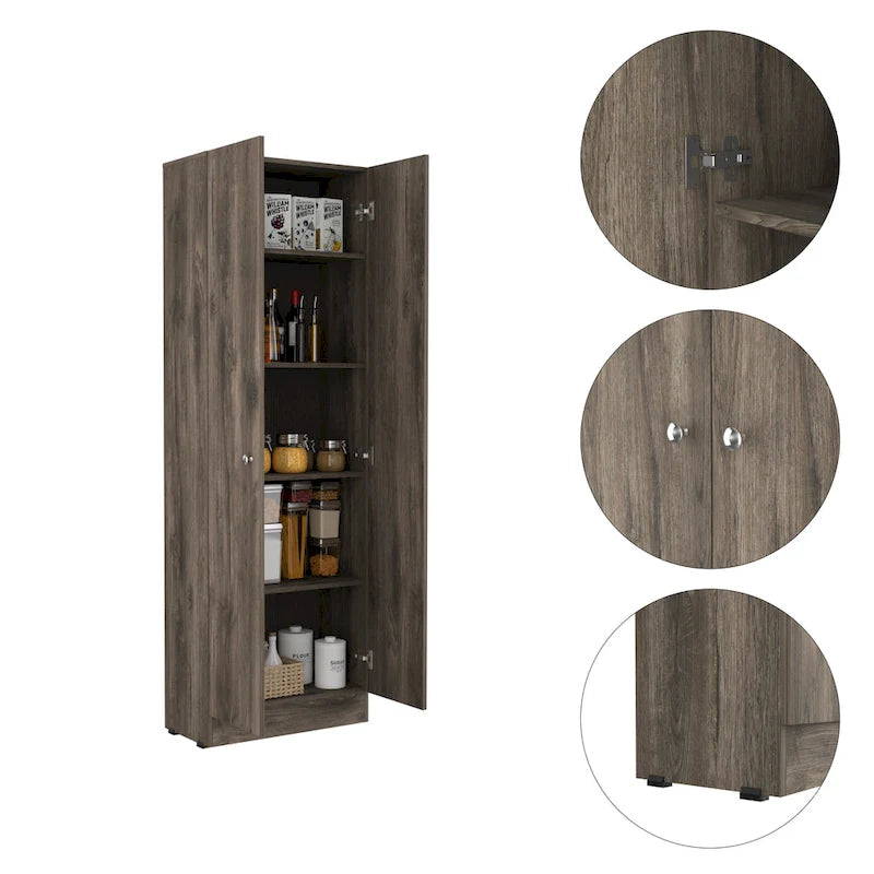 Meuble de rangement Virginia FM Furniture à deux portes, cinq étagères