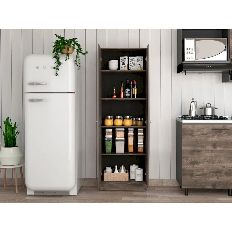 Meuble de rangement Virginia FM Furniture à deux portes, cinq étagères