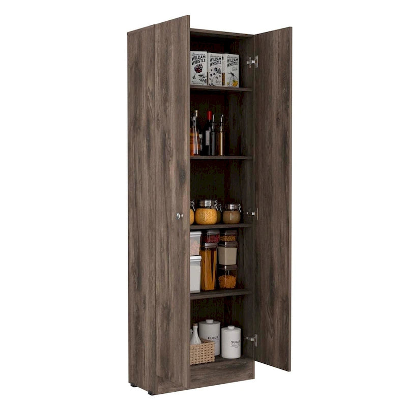 Meuble de rangement Virginia FM Furniture à deux portes, cinq étagères