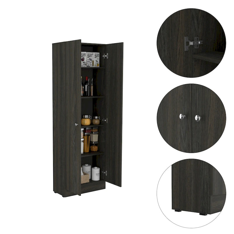 Meuble de rangement Virginia FM Furniture à deux portes, cinq étagères