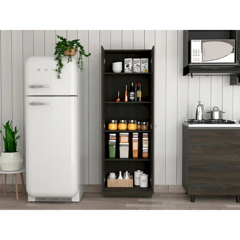 Meuble de rangement Virginia FM Furniture à deux portes, cinq étagères