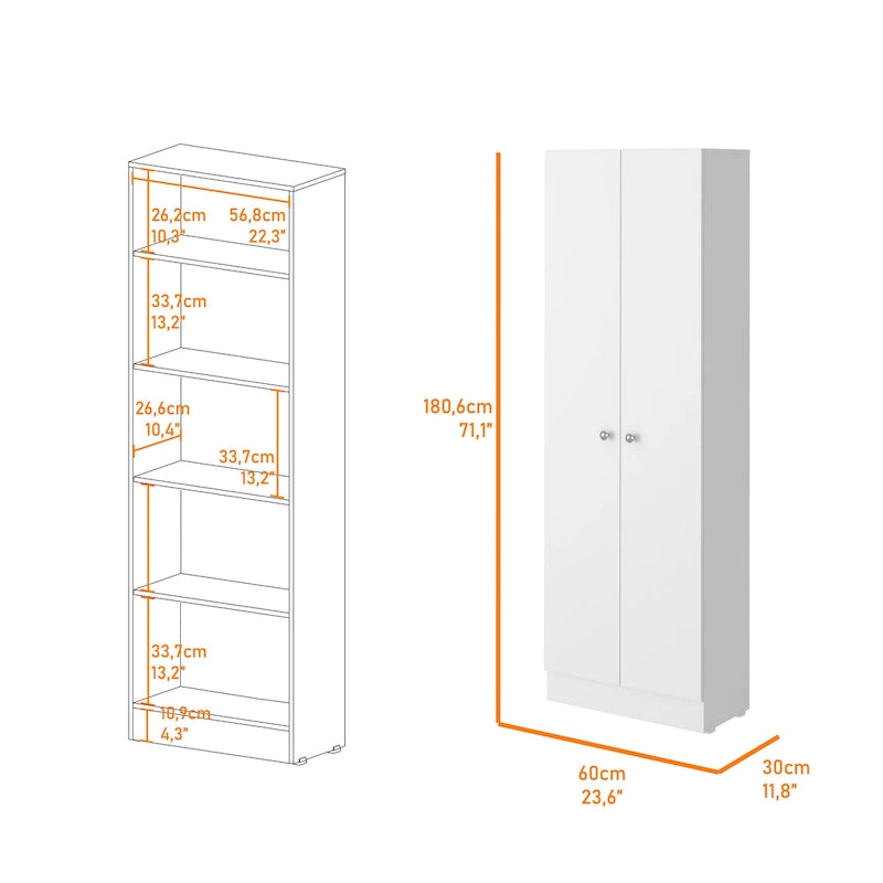 Meuble de rangement Virginia FM Furniture à deux portes, cinq étagères