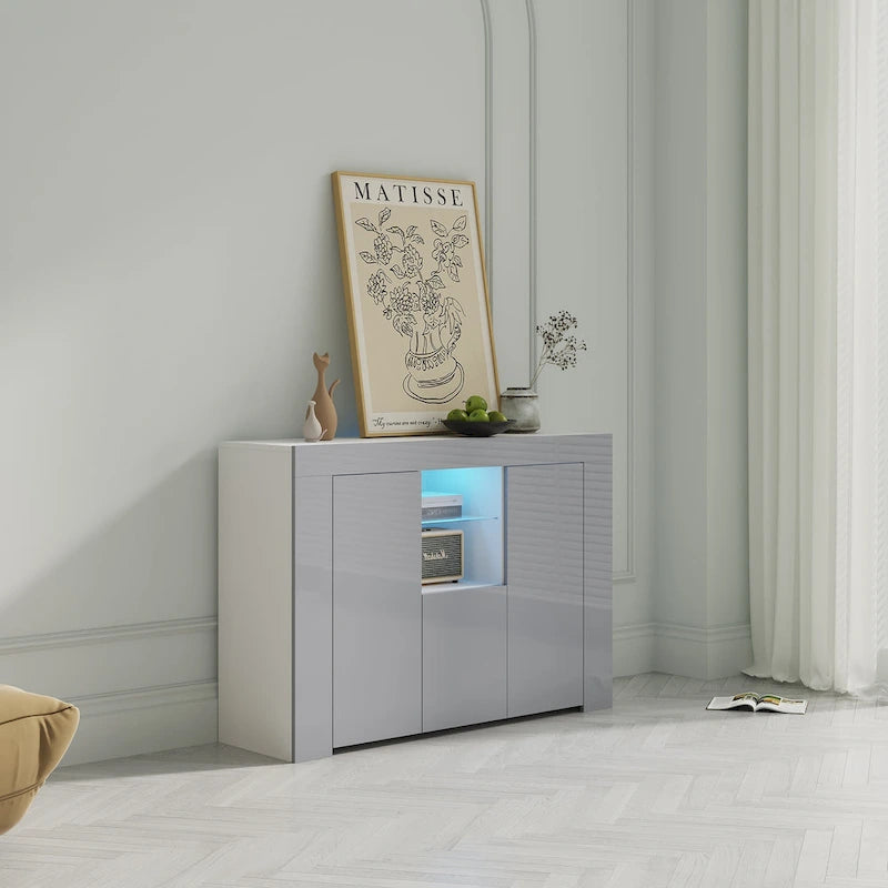 Buffet de salle à manger avec meuble de rangement et lumières LED