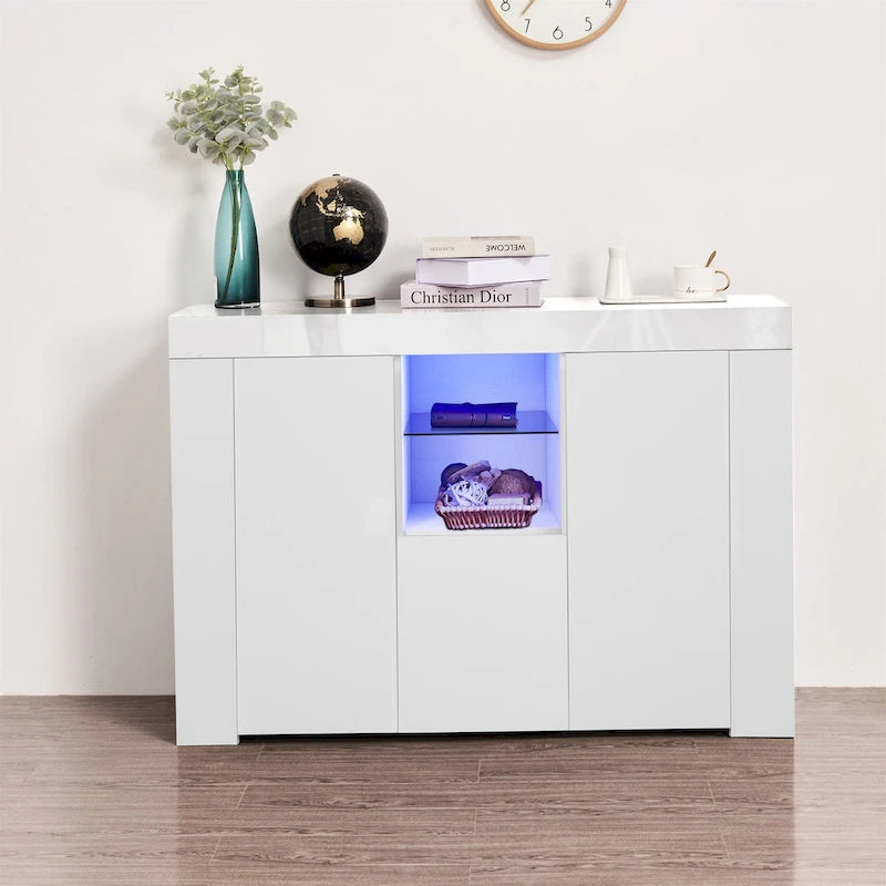Buffet de salle à manger avec meuble de rangement et lumières LED