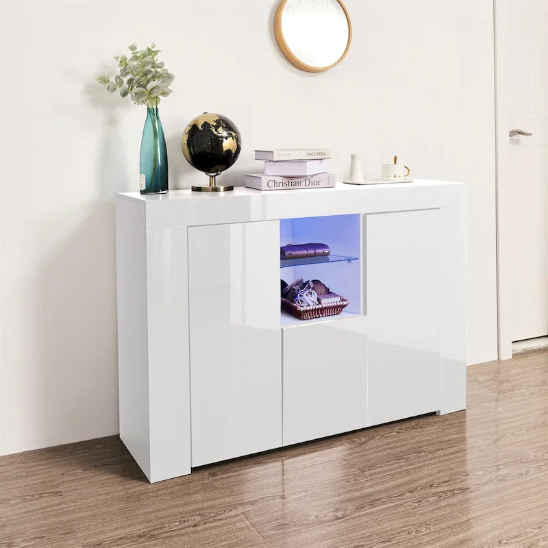 Buffet de salle à manger avec meuble de rangement et lumières LED