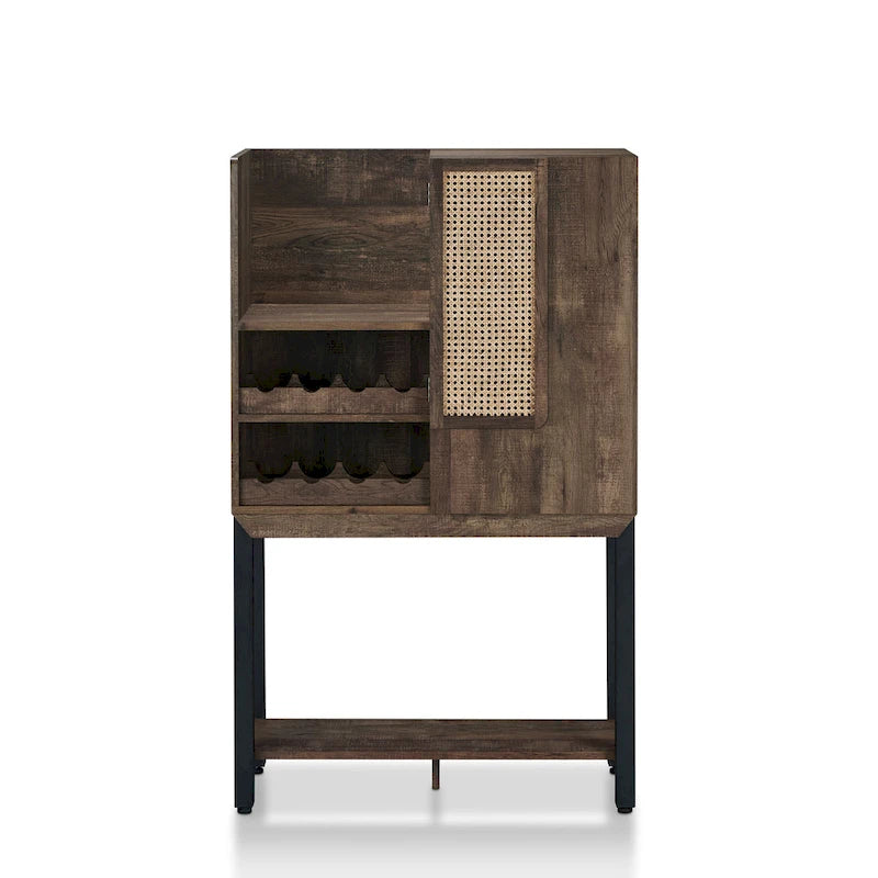 Buffet de cuisine Cassini en chêne recyclé avec casier à vin et 2 étagères ouvertes, par Carbon Loft