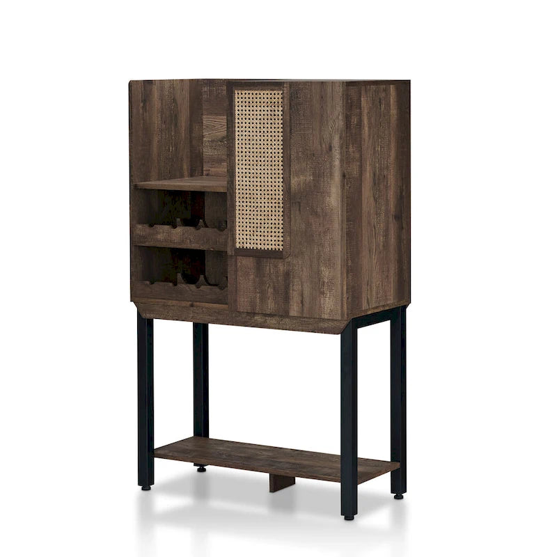 Buffet de cuisine Cassini en chêne recyclé avec casier à vin et 2 étagères ouvertes, par Carbon Loft