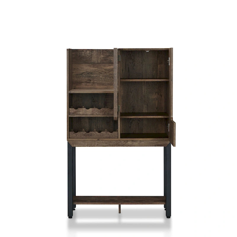 Buffet de cuisine Cassini en chêne recyclé avec casier à vin et 2 étagères ouvertes, par Carbon Loft