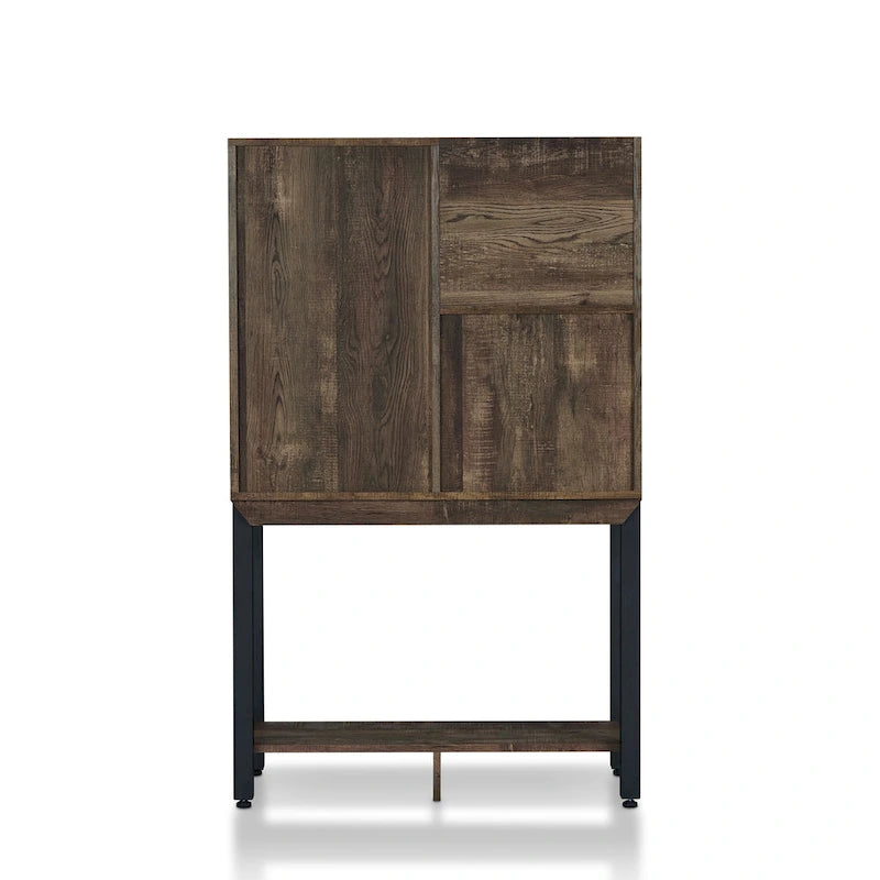 Buffet de cuisine Cassini en chêne recyclé avec casier à vin et 2 étagères ouvertes, par Carbon Loft