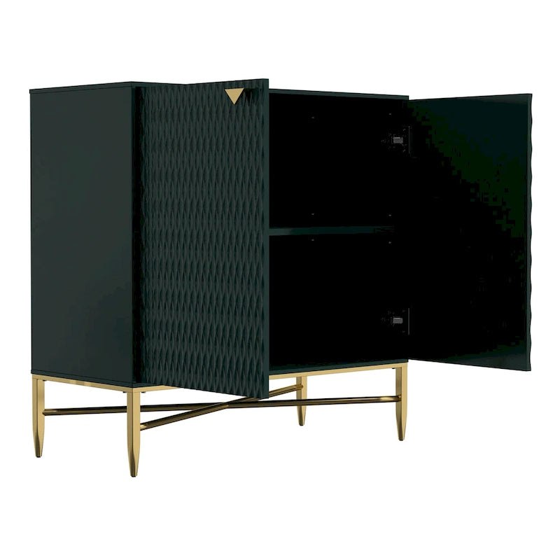 Clihome Buffet de rangement multimédia à 2 portes et 2 tiroirs de 80 cm