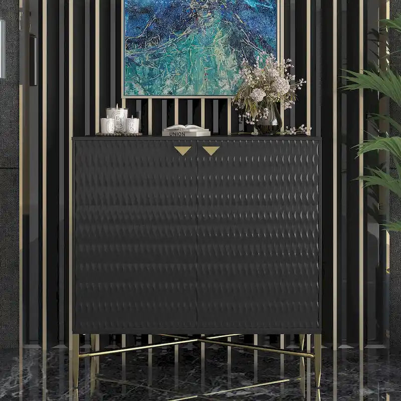 Clihome Buffet de rangement multimédia à 2 portes et 2 tiroirs de 80 cm