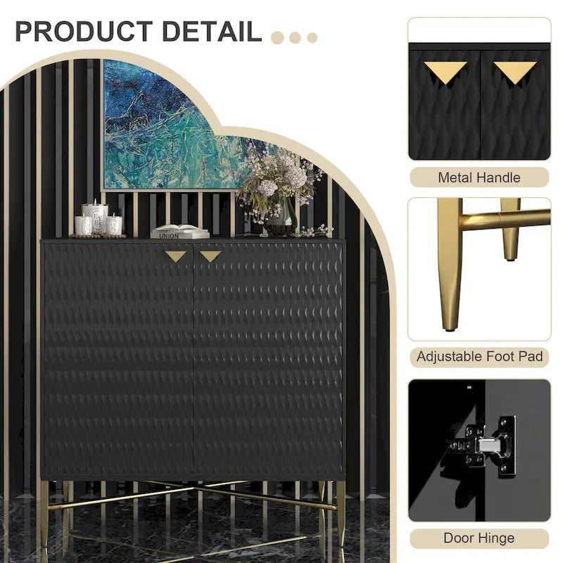 Clihome Buffet de rangement multimédia à 2 portes et 2 tiroirs de 80 cm