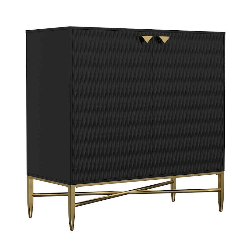 Clihome Buffet de rangement multimédia à 2 portes et 2 tiroirs de 80 cm