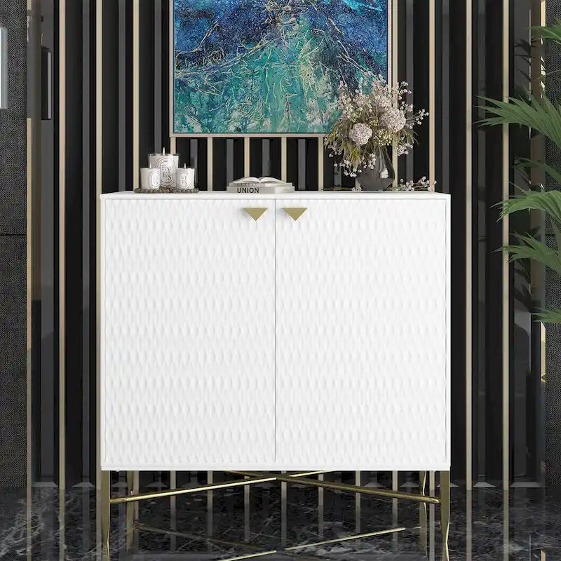 Clihome Buffet de rangement multimédia à 2 portes et 2 tiroirs de 80 cm