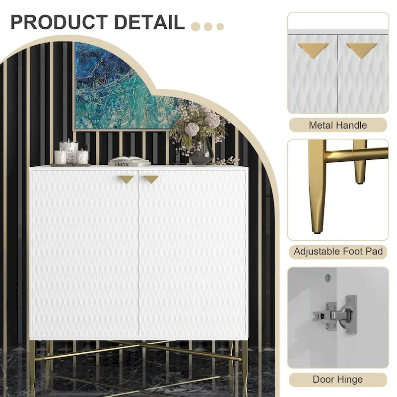 Clihome Buffet de rangement multimédia à 2 portes et 2 tiroirs de 80 cm