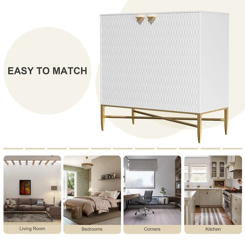 Clihome Buffet de rangement multimédia à 2 portes et 2 tiroirs de 80 cm