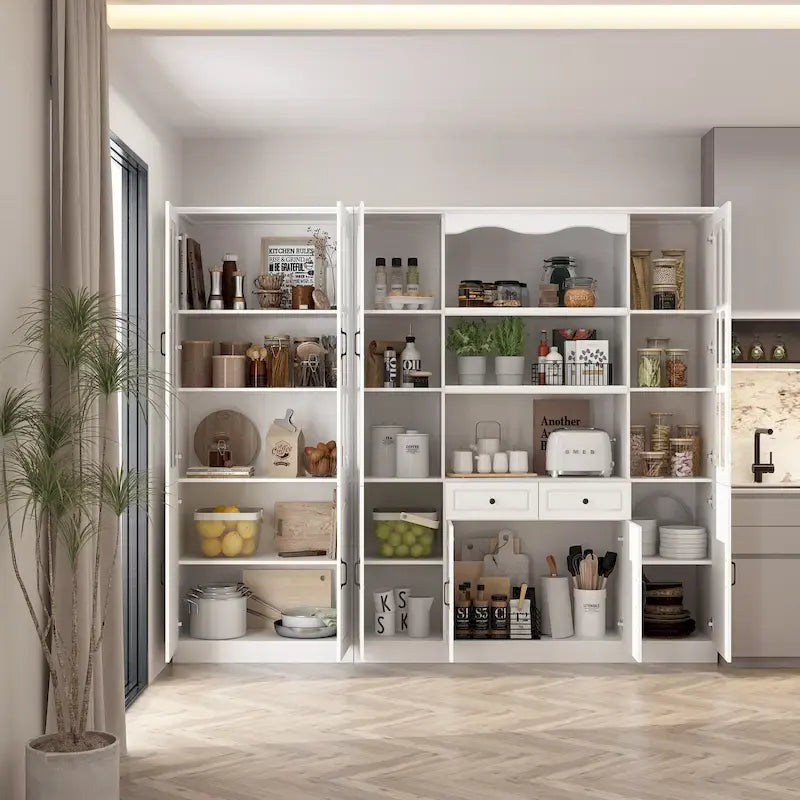 Combinaison d'armoire vitrine en verre trempé à visibilité claire pour cuisine