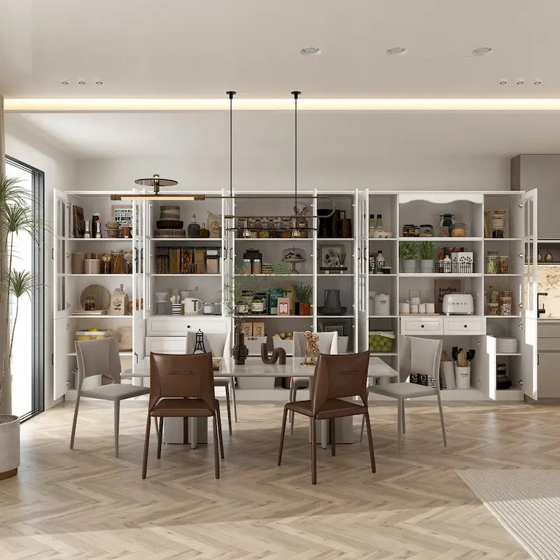 Combinaison d'armoire vitrine en verre trempé à visibilité claire pour cuisine