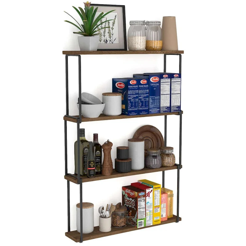 Étagère murale Porto 61 x 11,4 cm pour salon, étagère de cuisine décorative, noyer