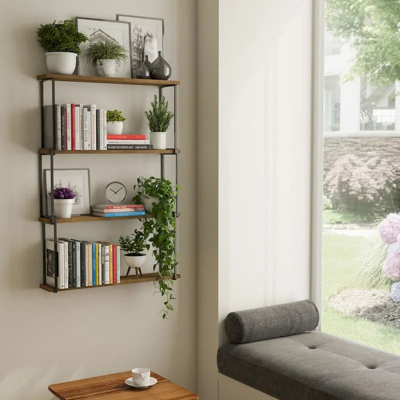 Étagère murale Porto 61 x 11,4 cm pour salon, étagère de cuisine décorative, noyer