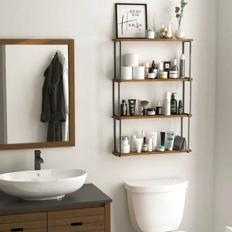 Étagère murale Porto 61 x 11,4 cm pour salon, étagère de cuisine décorative, noyer