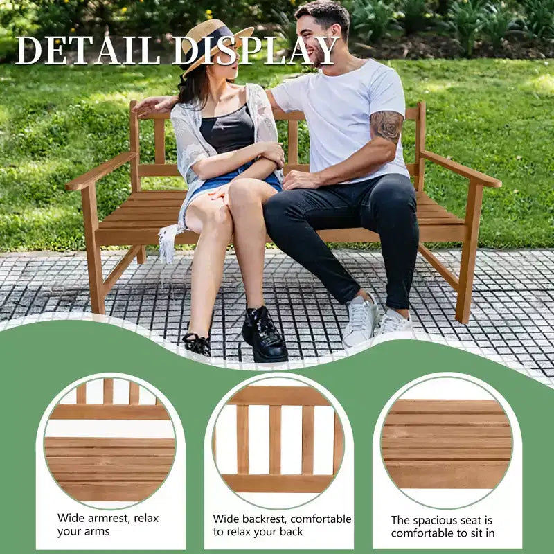 FDW Mobilier de jardin Banc de jardin Banc de parc en bois d'acacia pour piscine plage jardin arrière balcon porche terrasse, huilé naturel (Nature)