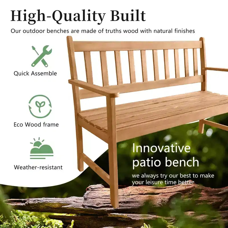 FDW Mobilier de jardin Banc de jardin Banc de parc en bois d'acacia pour piscine plage jardin arrière balcon porche terrasse, huilé naturel (Nature)